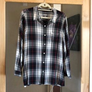 Jjill black plaid button front shirt